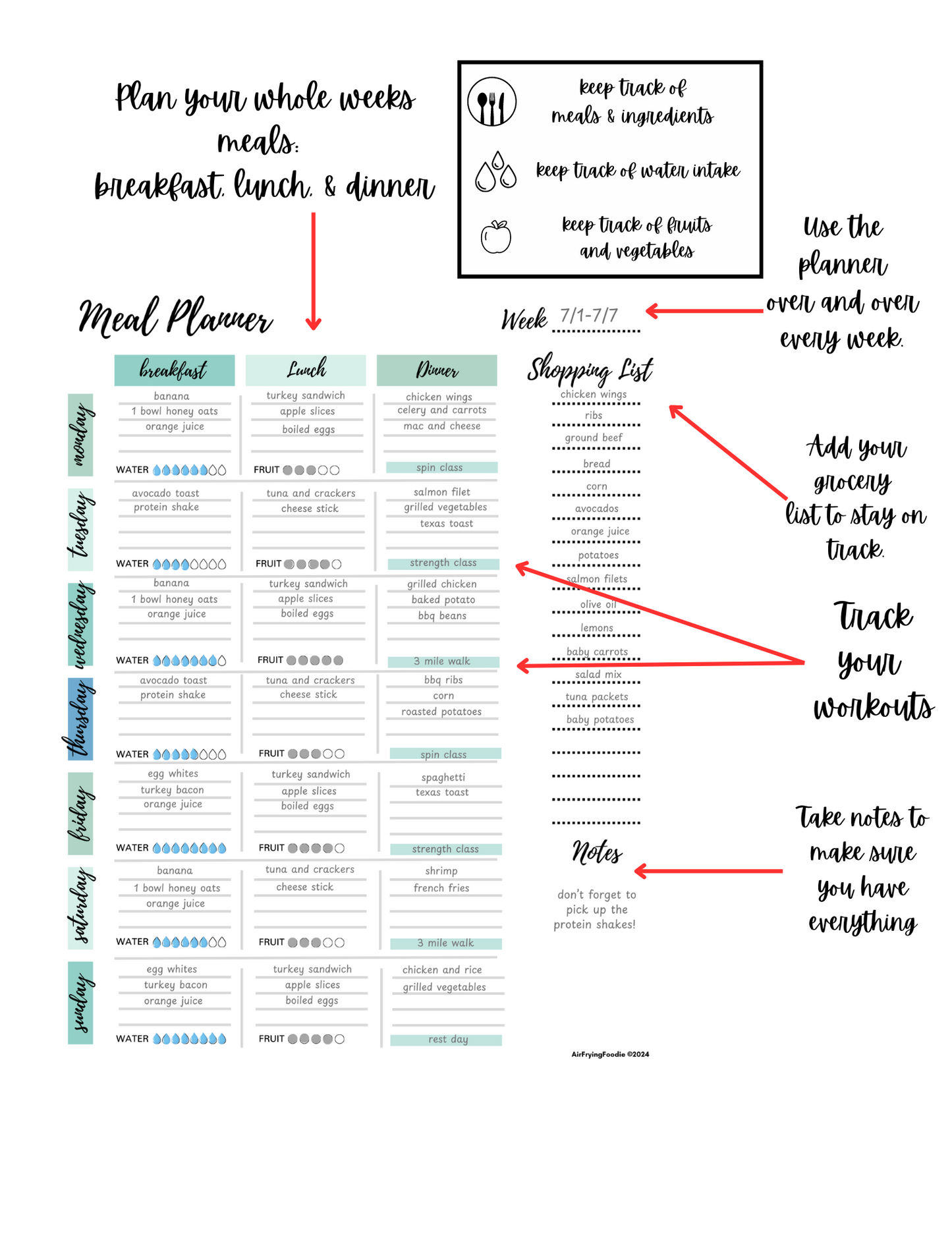 Weekly Meal Planner & Tracker